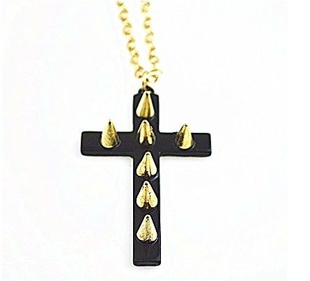 Colar Cruz com Spykes - Black